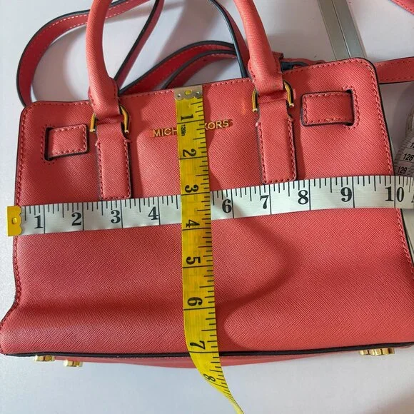 Michael Kors Leather Satchel Bag Crossbody Handbag Coral-Pink Mini